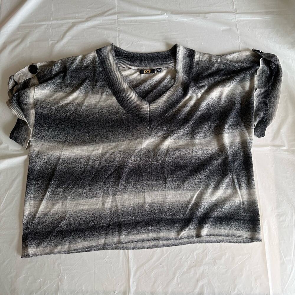 Black and White V Neck Blouse